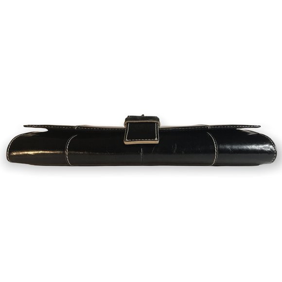 KENNETH COLE New York BLACK Genuine leather SILVER FLAP Clutch - Picture 4 of 5